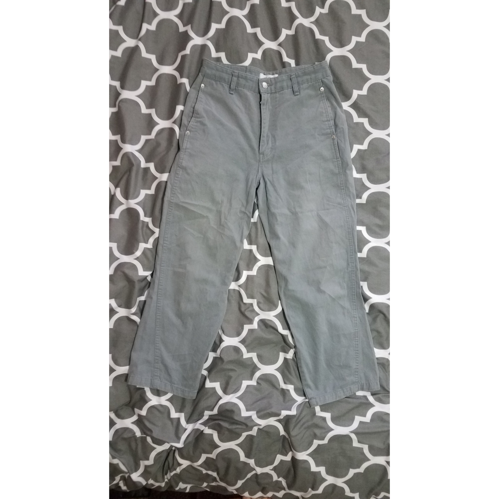 High waisted cropped cotton pants